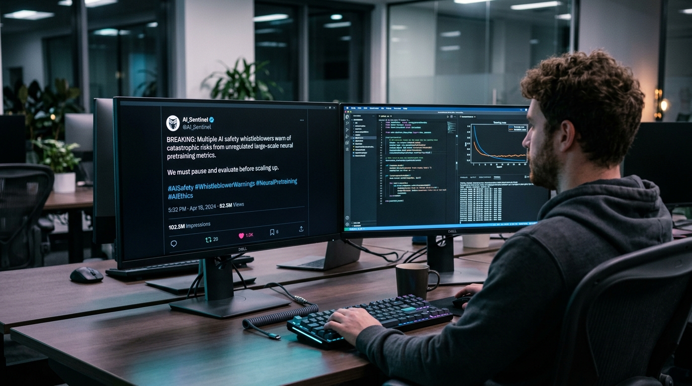 Modern tech office workstation monitors displaying Jacob Coxon viral resignation post on X with over 115 million impressions and global news coverage