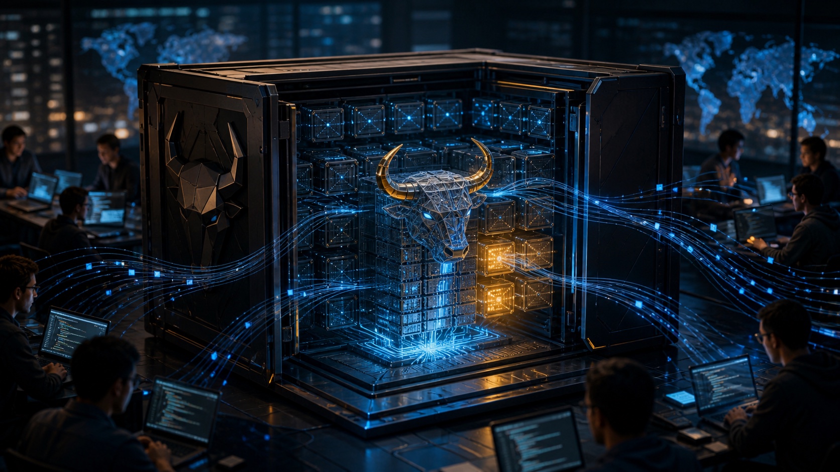 An anonymous ox-shaped AI system opens its black box to reveal an open model core with only a small subset of expert modules active